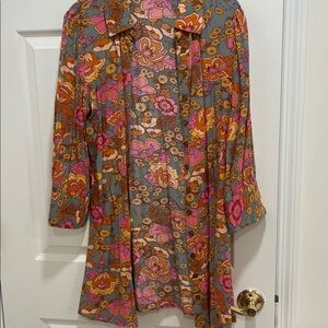 NATURAL LIFE Floral Jacket with Pink and Orange Accents